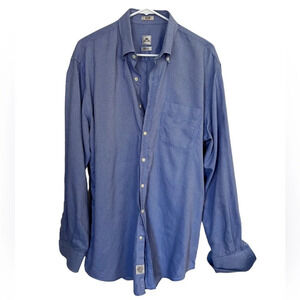 Peter Millar Nonoluxe 100% Cotton Blue Button-Down Large Tall